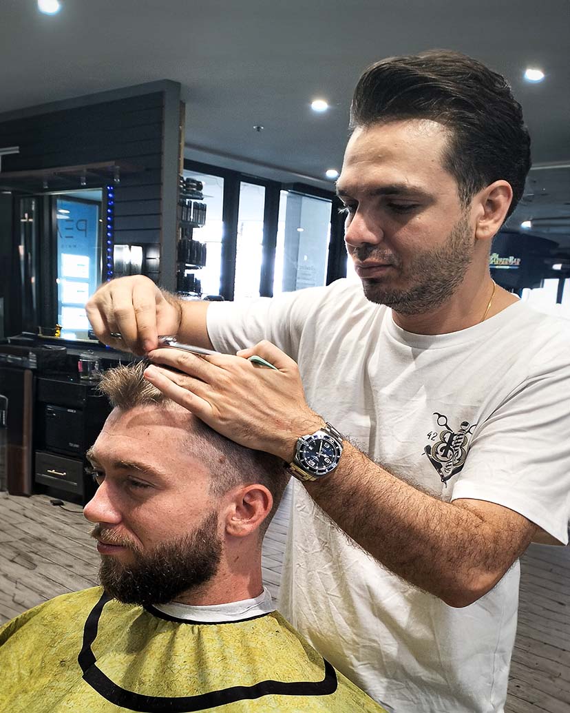 Warm interior view of the bar counter with vintage lighting